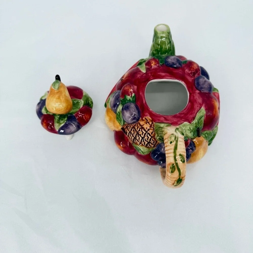 Susan Winget JCPenney Fruit Teapot Colorful Cottagecore Maximal‎ Ceramic Decor
